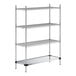 A Regency chrome wire shelving unit with a solid metal shelf.