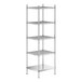 A stainless steel wire shelf kit with five shelves and solid bottom.