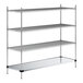 A Regency chrome wire shelving unit with three shelves.