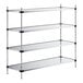 A Regency galvanized steel wire shelving unit with four shelves.