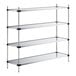 A Regency galvanized steel wire shelving unit with four shelves.