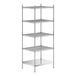 A stainless steel wire shelf unit with five shelves.