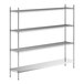 A stainless steel wire shelf kit with four shelves and solid bottom.