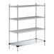 A Regency chrome wire shelving unit with three shelves.