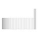 A white metal grid shelf with stainless steel panels.