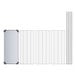 A white rectangular wire shelf with black corner posts.
