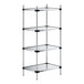 A galvanized metal Regency wire shelving unit with four shelves.