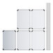 A group of rectangular white boards with black corners.