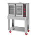 An American Range commercial convection oven on wheels with a glass door.