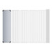 A white rectangular wire shelving unit with a grid of metal strips.