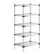 A five-tier solid galvanized steel shelving unit with four vertical posts.