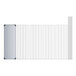 A white rectangular wire shelf with metal grids.