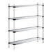 A Regency galvanized steel wire shelving unit with four shelves.