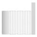 A white metal grid with stainless steel rods.