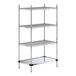 A Regency chrome wire shelving unit with three shelves, including a solid metal bottom shelf.