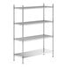 A stainless steel shelf kit with four shelves and posts.