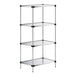 A four-shelf galvanized steel shelving unit with 74-inch posts.