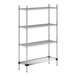 A Regency chrome wire shelving unit with three shelves, one solid metal.