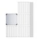 A white metal grid with metal corners and a solid metal square.