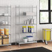 A stainless steel wire shelf kit with solid stainless steel bottom and 5 shelves on 74" posts.