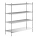 A stainless steel shelving kit with four shelves.