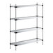 A Regency galvanized steel wire shelving unit with four shelves.