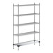 A Regency chrome wire shelving unit with four metal shelves.