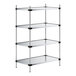 A Regency galvanized steel wire shelving unit with four shelves.