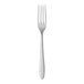 A close-up of a Libbey stainless steel dinner fork with a black handle.