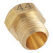 A brass threaded male fitting with a gold nut and the number 44 on it.