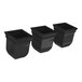 A group of three black Mayne Valencia wall-mount planters.