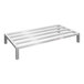 A New Age aluminum dunnage rack with metal slats.