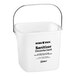 A white Noble Products sanitizing pail with a handle and black text.