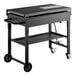 A black rectangular Backyard Pro outdoor griddle on wheels.