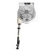 A silver metal Fisher wall- or ceiling-mount hose reel with a black handle.