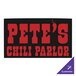 A purple and black square M+A Matting logo mat with white text and a red chili pepper.