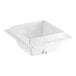 A white PVC square floor sink with a lid on top.