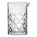 A clear Tablecraft stirring glass with a diamond pattern.