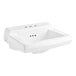 A white American Standard wall-mount bathroom sink with three holes.