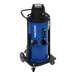 A blue and black Goodway Technologies wet/dry vacuum cleaner on wheels.