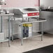 A Steelton stainless steel equipment stand with a galvanized steel undershelf and legs.