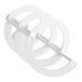 A white spiral auger with three circles on a white background.