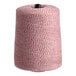 A large cone of red and white variegated polyester cotton blend baker's twine.