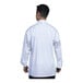 A man wearing a white Uncommon Chef long sleeve chef coat with white mesh back.