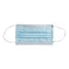 A blue 3-ply disposable polypropylene protective face mask with ear loops.