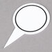 A white speech bubble sticker with a black circle drawn on it.