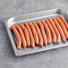 A tray of Sabrett natural casing beef hot dogs.