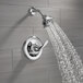 A Delta T-Series showerhead with water coming out of it.