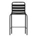 A Flash Furniture black aluminum slat stackable barstool with a black frame.