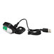 An Energizer Vision Ultra HD 400 Lumen Rechargeable LED Headlamp with a black and green body and a USB cable.